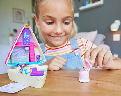 Polly Pocket Pocket World Birthday Cake Bash Compact com 3 revelações, 3 acessórios, bonecas Micro Polly e Lila e folha de adesivos; para maiores de 4 anos, GFM49