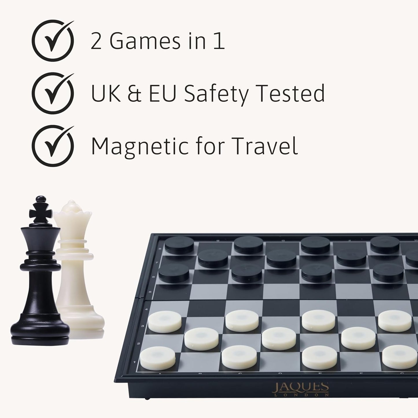 Jaques of London Jogo de Xadrez Magnético | Jogo de Xadrez de Viagem | Tabuleiro de Xadrez Dobrável e Peças de Xadrez | Jogos de Xadrez de Qualidade | Desde 1795