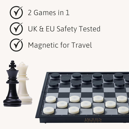 Jaques of London Jogo de Xadrez Magnético | Jogo de Xadrez de Viagem | Tabuleiro de Xadrez Dobrável e Peças de Xadrez | Jogos de Xadrez de Qualidade | Desde 1795