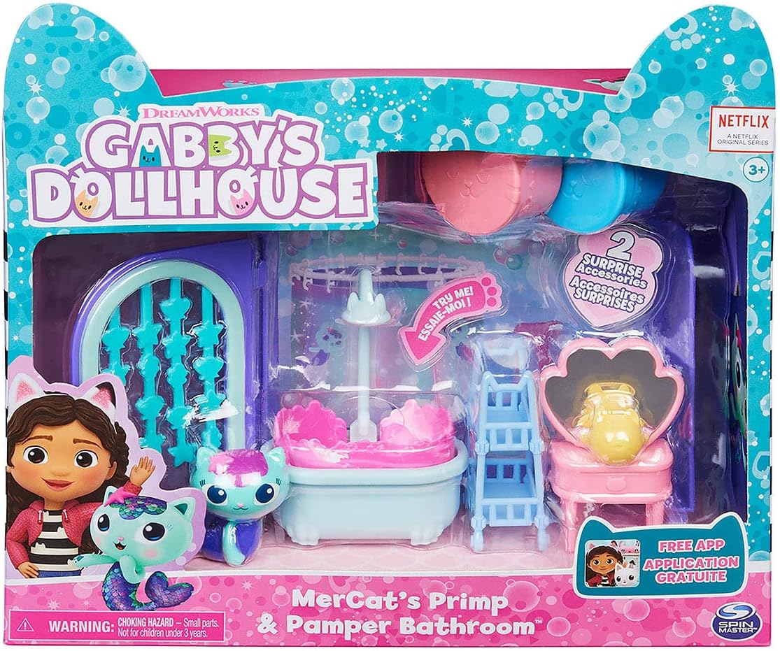 Gabby's Dollhouse - Playset de Luxo - Banheiro com Mercat