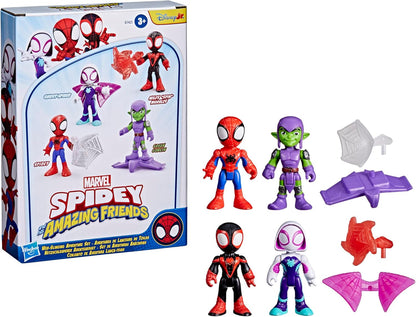 Conjunto de Aventuras de Lançamento de Teias do Homem-Aranha e seus Incríveis Amigos da Marvel, Figuras de Ação do Homem-Aranha, Verde