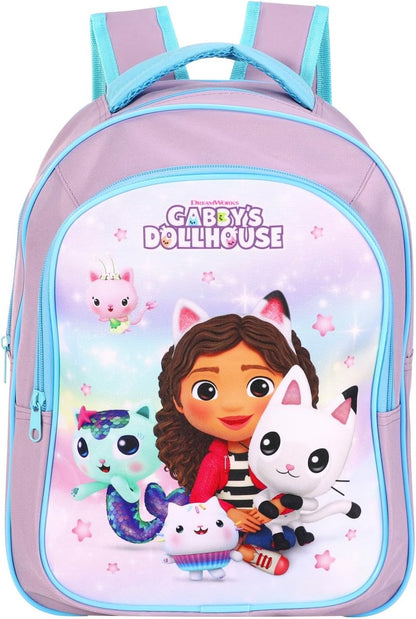 Gabby's Dollhouse Mochila para Meninas - Mochila Escolar Roxa de 37cm com Bolso e Laterais em Tela - Mochila Oficial Gabby para Crianças