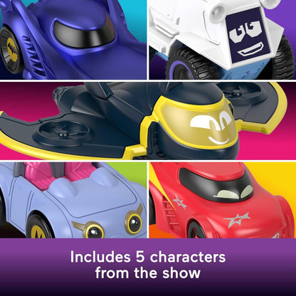 Conjunto de 5 carrinhos de brinquedo Fisher-Price DC Batwheels em escala 1:55: Bam, Batmóvel, Redbird, Kitty, Snowy e Batwing. Veículos de metal fundido Batcast. Para crianças a partir de 3 anos. HML20