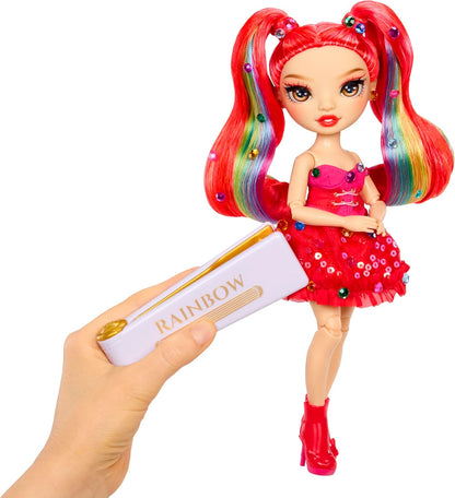 Rainbow High Be Dazzling - Vivienne Rouge - Boneca Fashion Vermelha de 28cm com Ferramenta para Aplicar Glitter, Pedras Brilhantes e Acessórios de Estilo