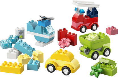LEGO DUPLO Veículos Criativos - Brinquedo Educativo de Classificação para Crianças com Carros e Caminhões - Conjunto para Desenvolvimento da Coordenação Motora Fina - Presente de Aniversário para Bebês a partir de 1 Ano, Meninos e Meninas - 10474
