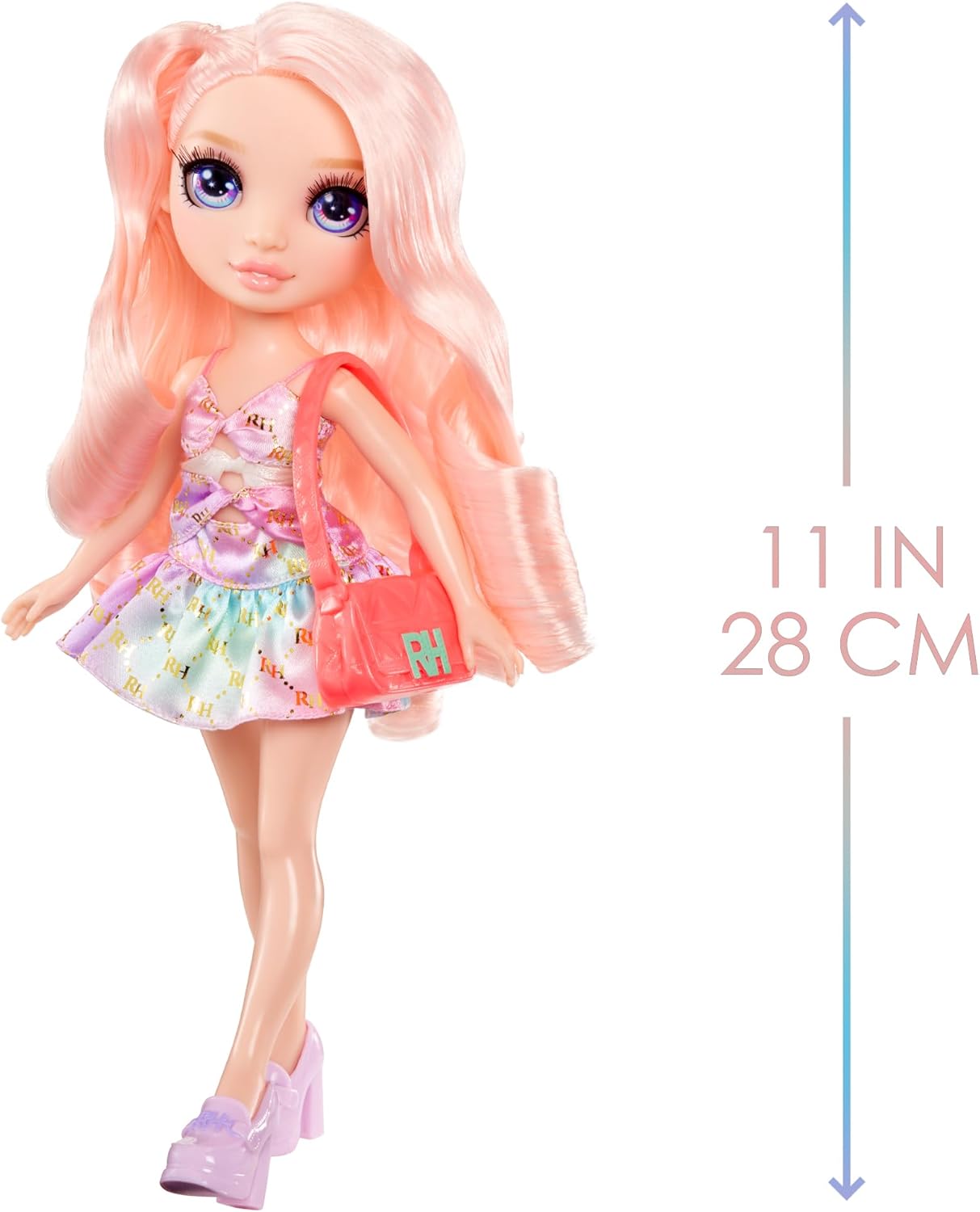 Boneca Rainbow High My Fashion Style - Bella - Boneca fashion rosa de 28 cm com roupa estilosa e bolsa elegante. Brincadeira, articulada, colecionável. Para crianças de 4 a 12 anos ou mais.