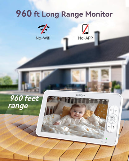 Monitor de bebê com câmera e áudio 1080p, monitor de vídeo HD 720p de 7" sem WiFi, bateria de 4000mAh, monitor de bebê de tela dividida mais confortável sem WiFi, 2 câmeras e visão noturna, monitor de bebê HD de 7" com suporte flexível