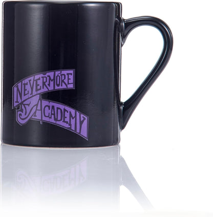 UAU! Caneca que muda de cor com o calor de Wednesday | Café ou chá quente revela a Academia Nevermore frequentada por Wednesday Addams | Caneca oficial para fãs da série Wednesday na Netflix