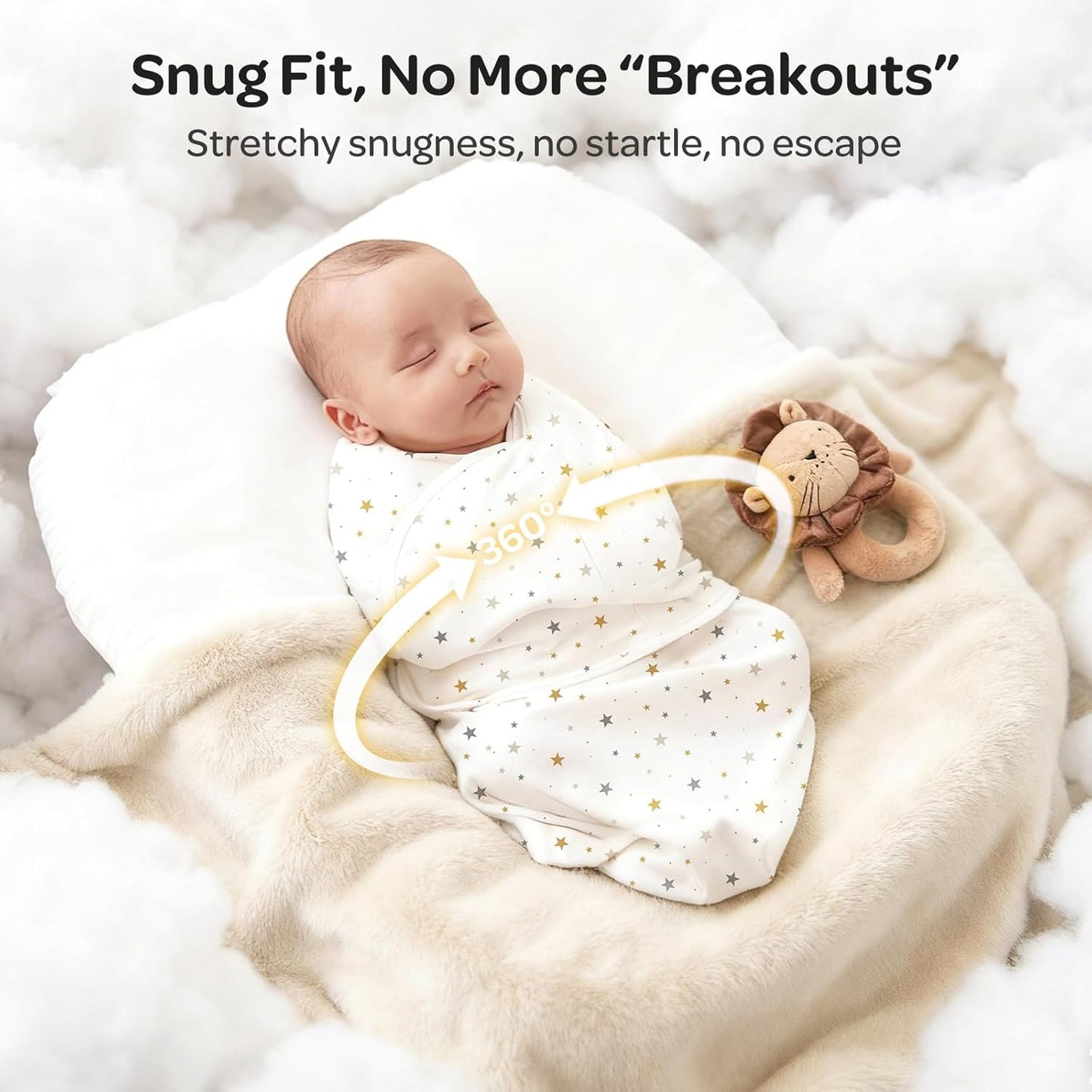 Momcozy Mantas para Recém-Nascidos de 0 a 3 Meses, com Fecho Silencioso, Fáceis de Usar para Pais de Primeira Viagem, Reduzem o Reflexo de Sobressalto, Pacote com 2, Wonder