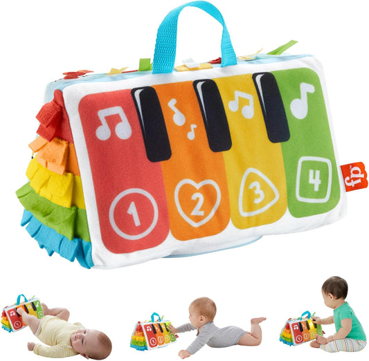 Brinquedo musical para bebês Fisher-Price, Piano macio com luzes e música para brincar de bruços, ideal para recém-nascidos e crianças pequenas, HND54