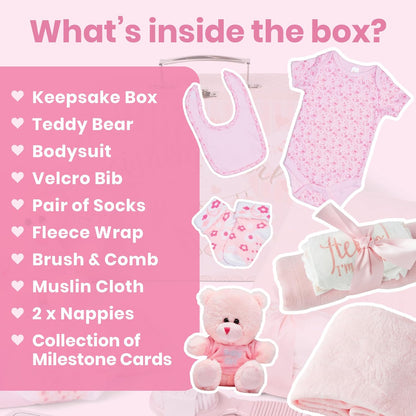 Presentes personalizados para bebês - Caixa de lembranças unissex inclui itens essenciais para bebês recém-nascidos, ursinho de pelúcia, itens essenciais para recém-nascidos e presentes para bebês