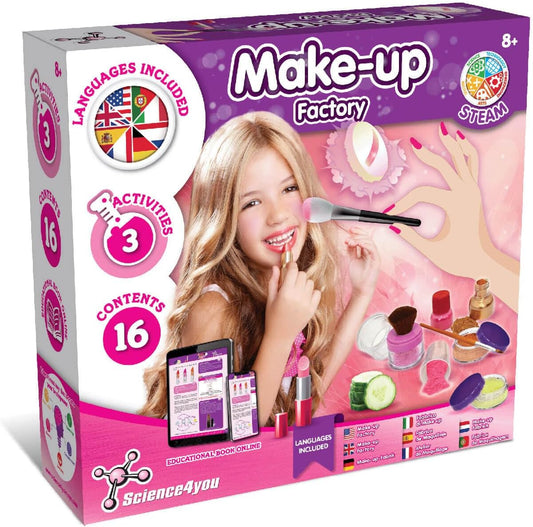 Science4you Conjunto de maquiagem para meninas - Conjunto com kit de maquiagem infantil para fazer batom, sombra, blush e muito mais, lavável e seguro, presente, brinquedo para meninas