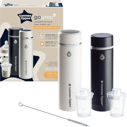 Tommee Tippee Perfect Prep Day & Night, máquina de fazer mamadeiras com display digital e volume ajustável, preto + Tommee Tippee GoPrep Formula Feed Maker Set.