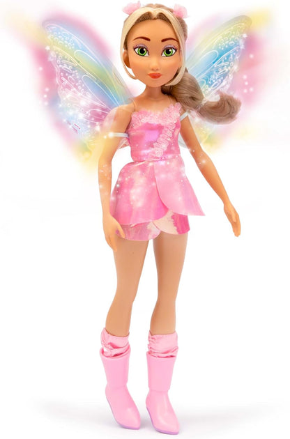 Winx Boneca Fairy com Asas Iluminadas – Flora com Roupa Brilhante e Asas Luminosas – Boneca Fashion de 27 cm com Membros Articulados – Asas Iluminadas Interativas para Brincadeiras