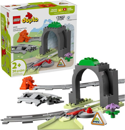 LEGO Conjunto de expansão de trilhos e túneis de trem DUPLO Town, brinquedo de aprendizagem infantil para meninos e meninas de 2 anos ou mais, conjunto Montessori para crianças em idade pré-escolar que amam brinquedos de veículos criativos