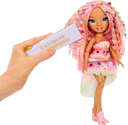 Rainbow High Be Dazzling - Adeline Rose - Boneca Fashion Rosa de 28cm com Ferramenta para Aplicar Brilho, Gemas Brilhantes e Acessórios de Estilo
