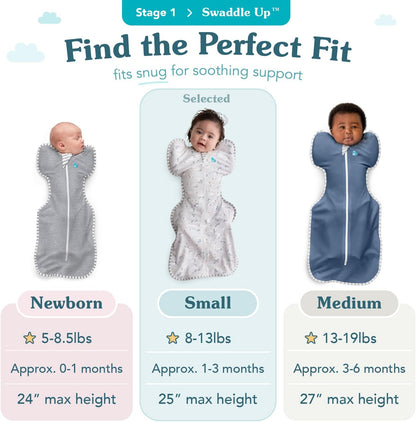 Love To Dream™ Swaddle UP™, Tamanho Pequeno (3,5-6 kg) - Branco | Ajuste perfeito, promove uma rotina de sono saudável | 2,5 Tog, ideal para inverno e outono (16-20 °C) | Algodão lavável à máquina com zíper duplo