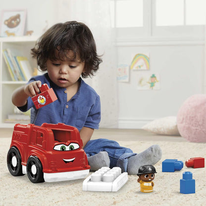 MEGA BLOKS Toddler Building Blocks Caminhão de Bombeiros com 1 Bloco Buddies Figura, Freddy Firetruck para Crianças de 1 a 3 Anos