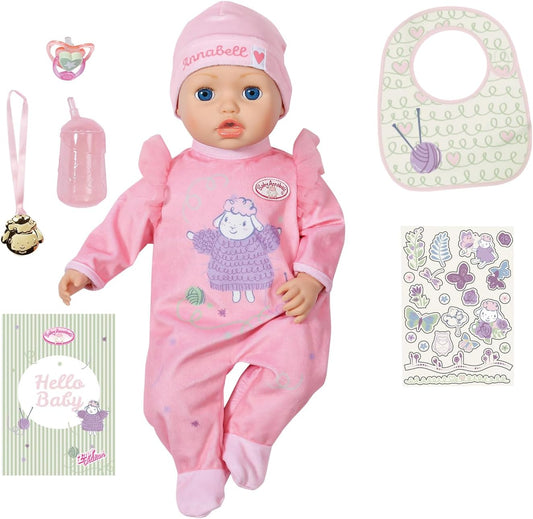 Baby Annabell Boneca Active Annabell 709900 - 43 cm com corpo macio e fofinho, características e sons realistas - Roupas e acessórios - Requer 3 pilhas AAA (não incluídas) - Para crianças a partir de 3 anos