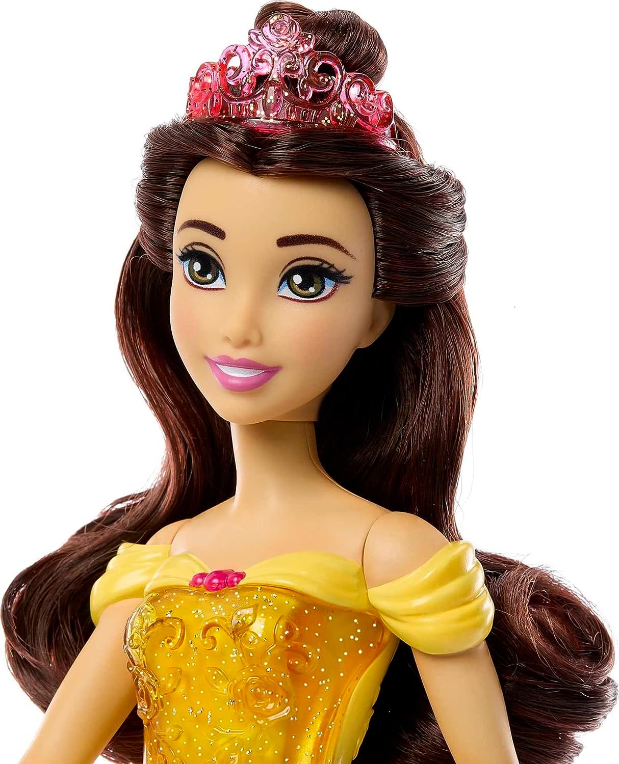 Mattel Bonecas Disney Princess, Belle Posable Fashion Doll com roupas e acessórios brilhantes, brinquedos de filmes da Disney, HLW11