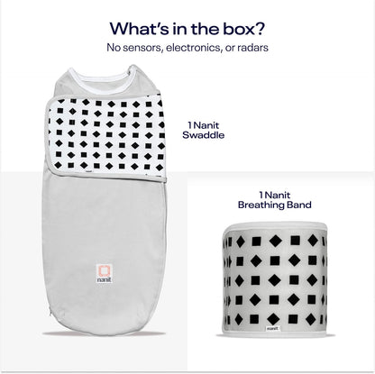 Nanit Kit Inicial de Roupa Respiratória - Envoltório e Faixa Respiratória 100% Algodão, Compatível com o Monitor de Bebê Pro para Rastreamento de Movimentos, Tamanho Pequeno, Cinza Claro
