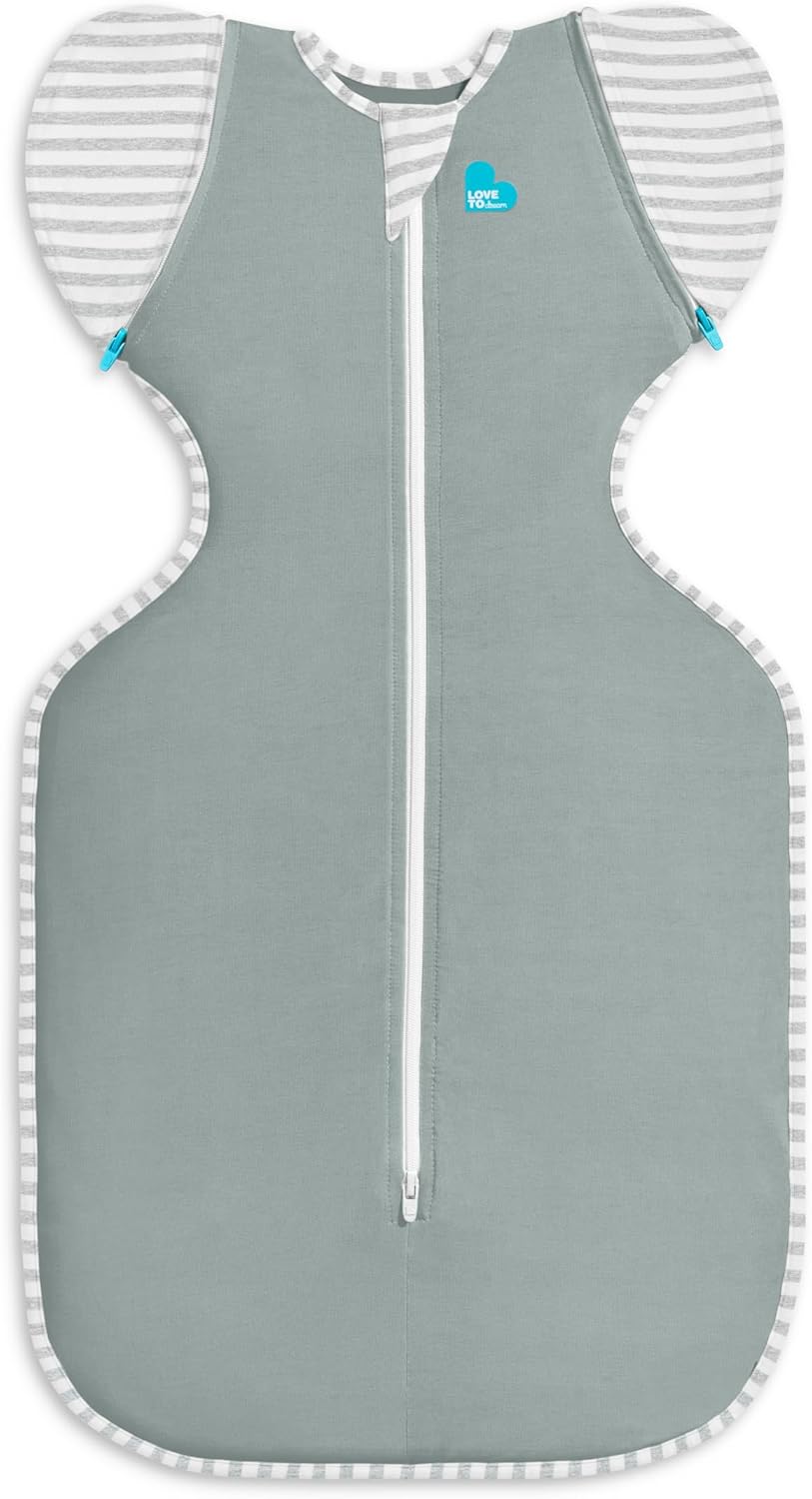 Love To Dream™ Saco de Transição Swaddle UP™, Grande (8–11,5 kg) – Verde Oliva Escuro | Ajuste Perfeito com Abas Removíveis | 1.0 Tog | Ideal para Primavera e Verão (20–24 °C) | Algodão Lavável à Máquina e Zíper Duplo