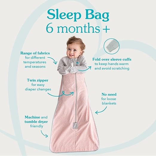 Love To Dream™ Saco de dormir | Cobertor e edredom vestível de manga comprida e leve | 2,5 Tog Ideal para inverno e outono (16–20 °C) | Algodão lavável à máquina e zíper duplo