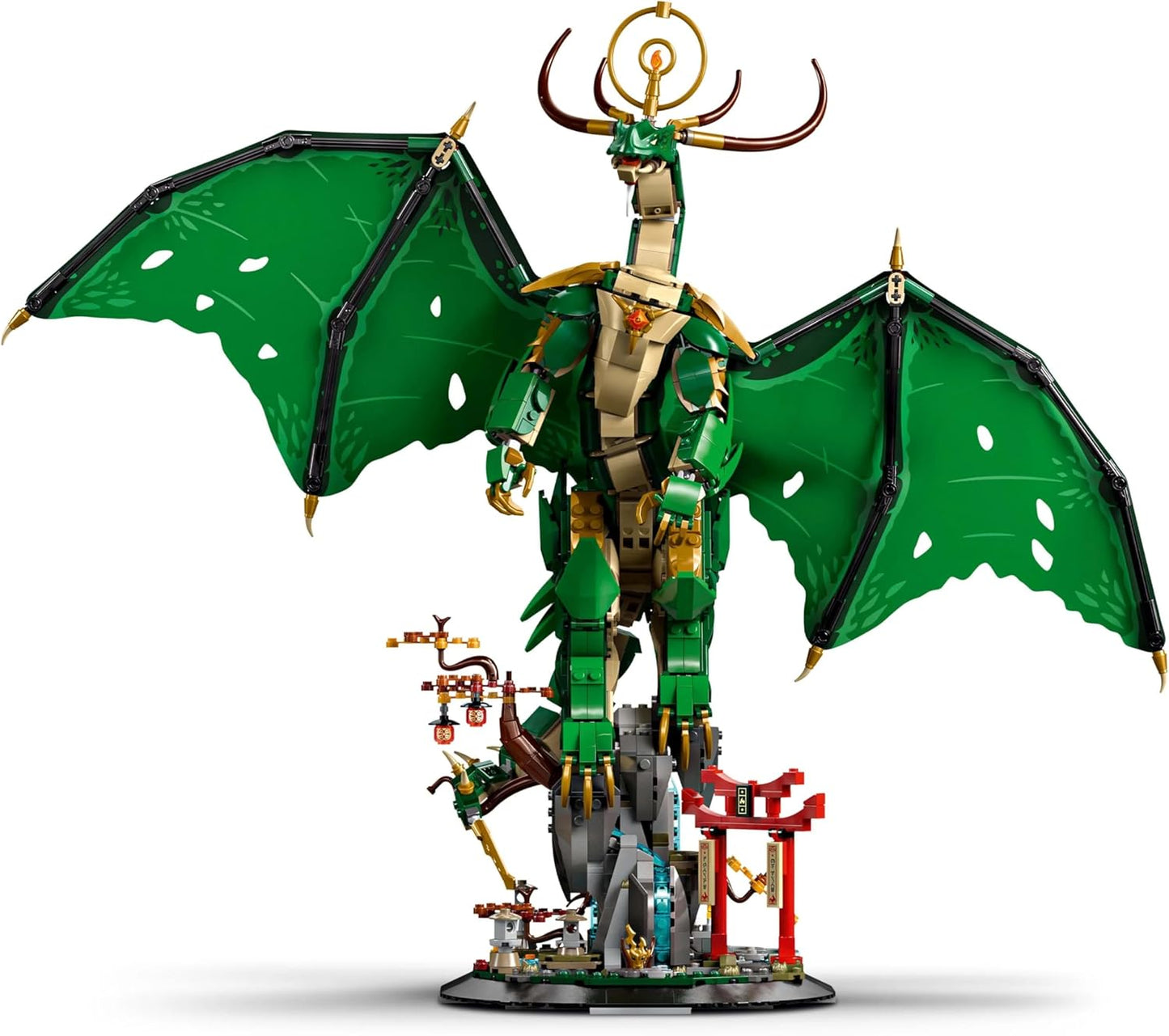 LEGO Ninjago The Guardian Dragon Model Kit - Features a Posable Dragon Figure, Master Wu Minifigure & a Scenic Rock-Effect Display Stand - Gift for 14+ Year Old boys & Teenage Monstrosity Fans - 71847