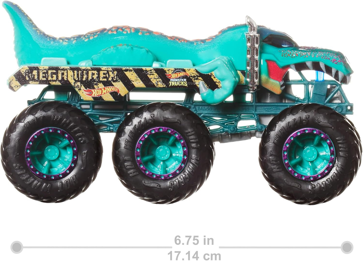Hot Wheels Monster Trucks Big Rigs, caminhão de brinquedo em escala 1:64 com 6 rodas, transporte ou reboque de outros veículos (os estilos podem variar), HWN86