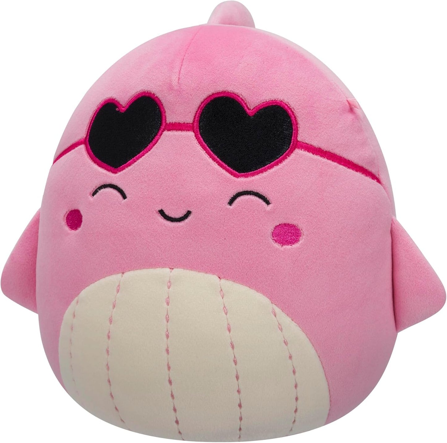 Squishmallows Original Val, a Baleia Rosa de 19 cm com Óculos de Sol em Formato de Coração - Pelúcia para o Dia dos Namorados