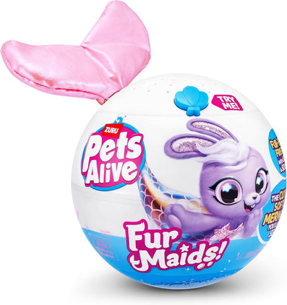 Pets Alive Furmaids da ZURU Sereia de Pelúcia Interativa com Luzes e Sons para Meninas (Gatinha Rosa)