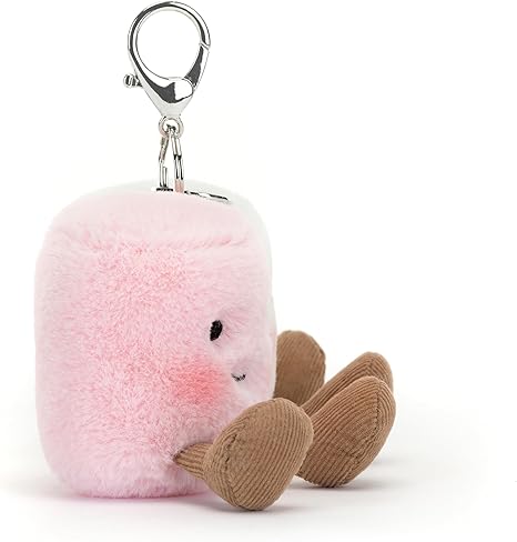Par divertido de chaveiros com pingente de bolsa de marshmallow
