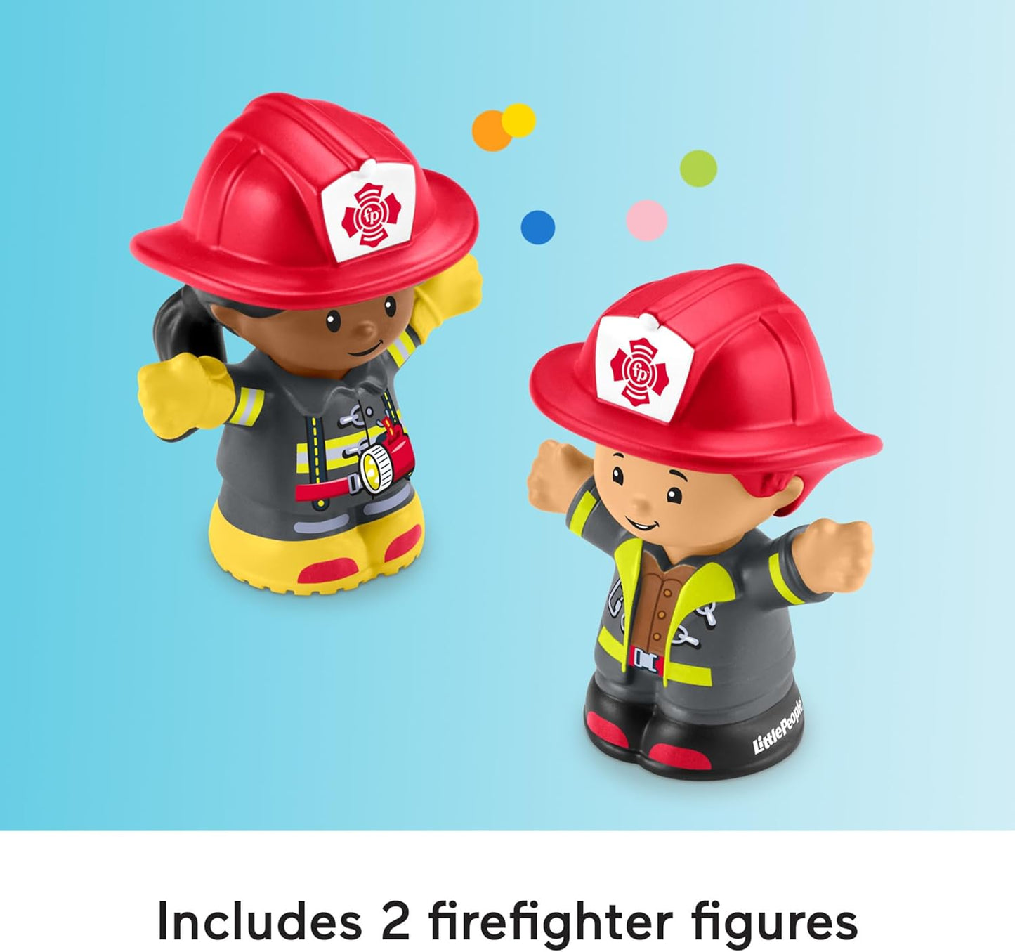 Fisher-Price Caminhão de Bombeiros Musical de Brinquedo Little People para Crianças a partir de 1 Ano, com 2 Figuras, Versão Multilíngue, HYR88