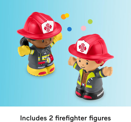 Fisher-Price Caminhão de Bombeiros Musical de Brinquedo Little People para Crianças a partir de 1 Ano, com 2 Figuras, Versão Multilíngue, HYR88