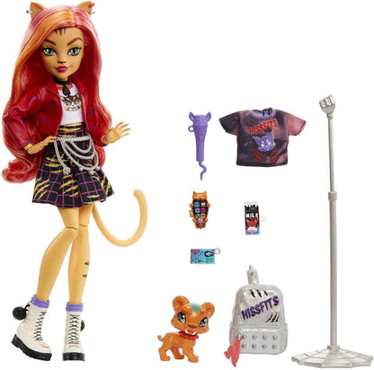 Monster High Boneca colecionável Toralei Stripe com mascote e acessórios Sweet Fangs G3 Reboot, multicolorida (HHK57)