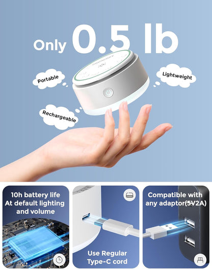 Momcozy Máquina de som para bebê, 20 sons suaves e luz de toque, máquina portátil de ruído branco com temporizador para dormir e memória, companheira de viagem ideal e item essencial para o berçário, para passeios