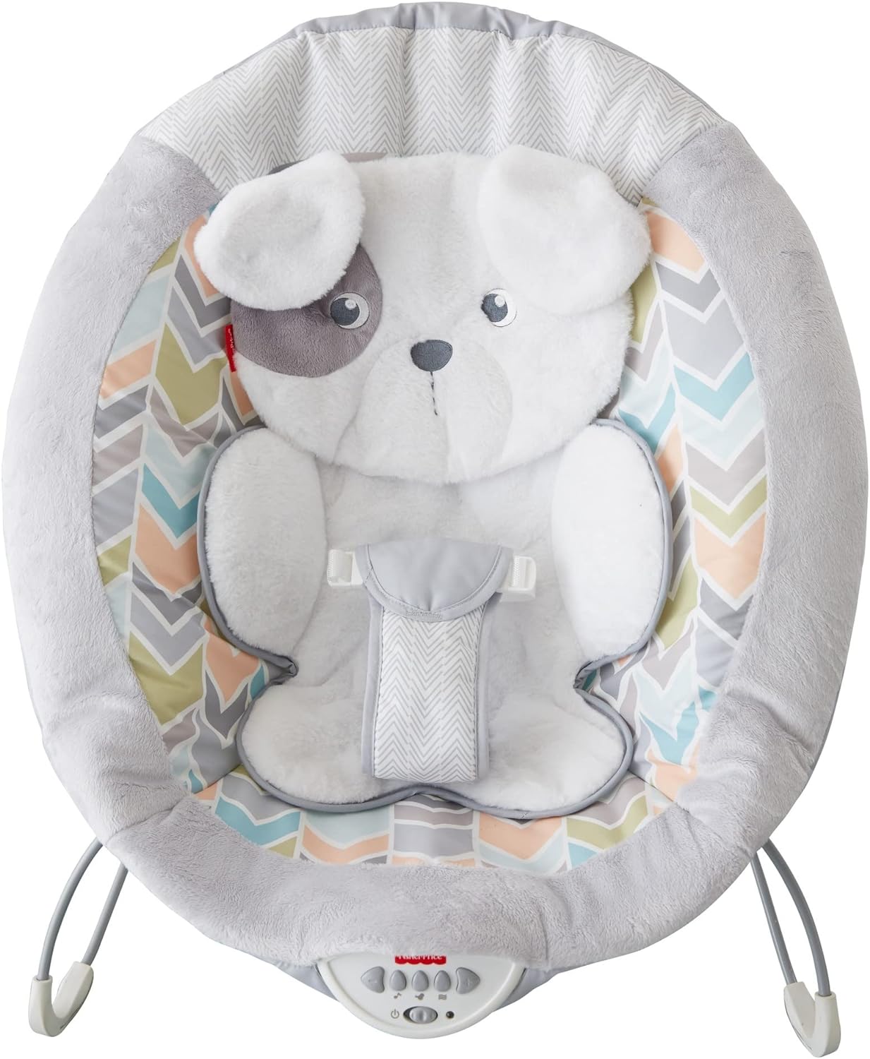 Fisher-Price Sweet Snugapuppy Deluxe Bouncer, assento de bebê portátil com móbile suspenso, música e vibrações calmantes