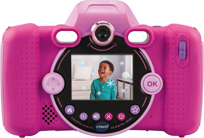 VTech KidiZoom Duo FX, câmera infantil com tela colorida, 8 MP, fotos, selfies e vídeos, filtros AR, 20 jogos, 75 efeitos de foto e vídeo, filtros e molduras, para bebês de 3, 4, 5, 6, 7 anos ou mais, rosa