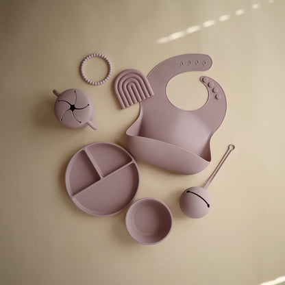 Mushie Potes para Lanches Baby para Crianças | Copo de Silicone Antivazamento para Bebês e Crianças | Fácil de Segurar para Crianças | Material: Silicone de Grau Alimentício | Pode ser lavado na lava-louças e usado no micro-ondas (Lilás Suave)