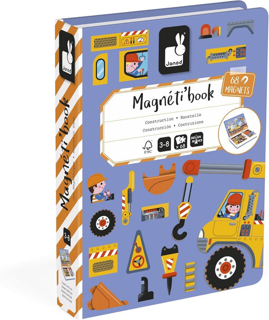 Janod - Veículos do Site Magneti'Book - Jogo Magnético Educativo 50 Ímãs + 18 Modelos - Brinquedo de Papelão FSC para Crianças - A partir de 3 Anos - J02526