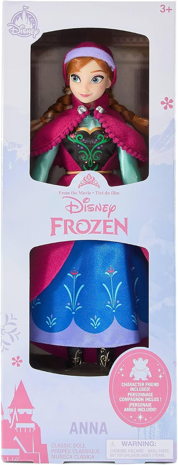 Disney Boneca Clássica Anna Frozen 30 cm – Traje Azul Característico com Amigo Surpresa