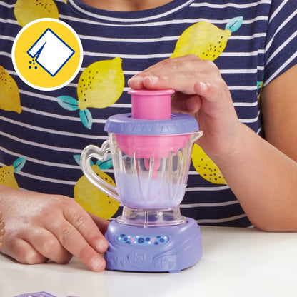 Baby Alive Magic Mixer Baby Doll Blueberry Blast com acessórios de liquidificador, bebidas, molha, come, brinquedo de cabelo preto para crianças a partir de 3 anos