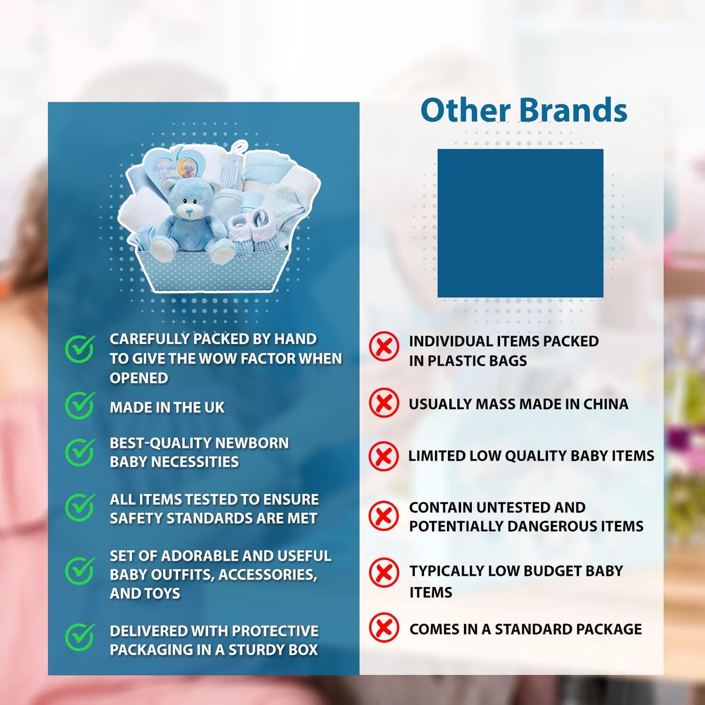 Cesta para Bebê Menino – Conjunto de 17 peças para recém-nascido com pelúcia | Ideal para chás de bebê, revelação de gênero e presente de batizado