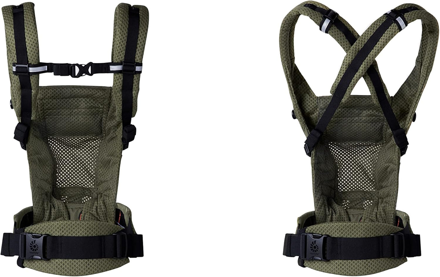 Ergobaby Adapt Carrier para recém-nascidos desde o nascimento, malha SoftFlex de 3 posições, posição ergonômica para transporte do bebê na frente para dentro e nas costas, verde oliva