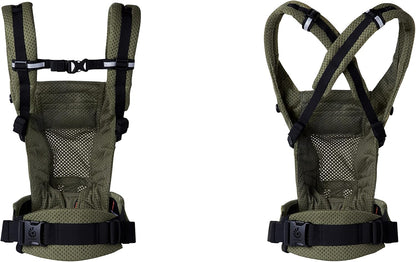 Ergobaby Adapt Carrier para recém-nascidos desde o nascimento, malha SoftFlex de 3 posições, posição ergonômica para transporte do bebê na frente para dentro e nas costas, verde oliva
