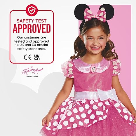 DISGUISE  Disney oficial deluxe rosa minnie mouse traje crianças, minnie mouse vestir-se roupa saia meninas vestido extravagante, trajes do dia do livro mundial para meninas