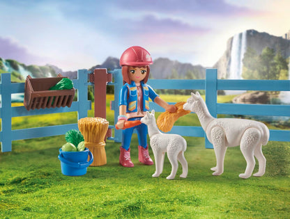 Playmobil 71353 Horses of Waterfall Horse Stall com Amelia e Whisper, aventuras no pitoresco Waterfall Ranch, encenação divertida e imaginativa, conjuntos de jogos sustentáveis adequados para crianças a partir de 5 anos