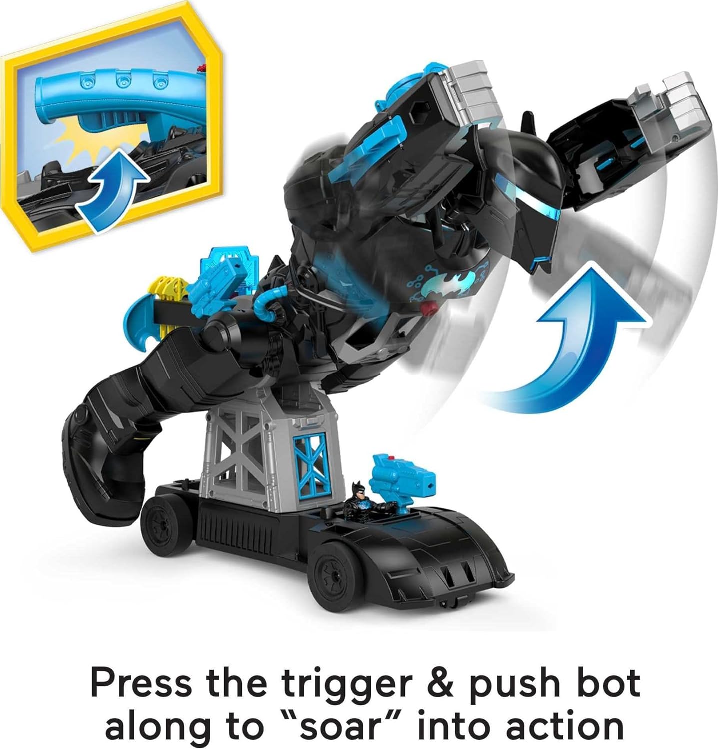 Fisher-Price Imaginext DC Super Friends Bat-Tech Batbot, robô Batman transformável 2 em 1 com luzes e sons para crianças de 3 a 8 anos, HBV67