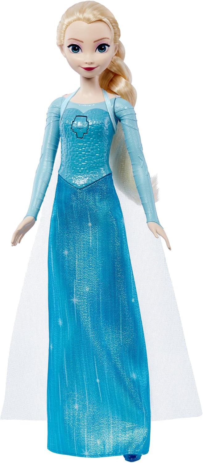 Mattel Boneca Disney Frozen Elsa que Canta "Let It Go" em 4 Idiomas | Boneca Fashion Musical Articulada que Canta em Inglês, Alemão, Italiano e Francês e Vem com Saia e Sapatos Removíveis, JDL58
