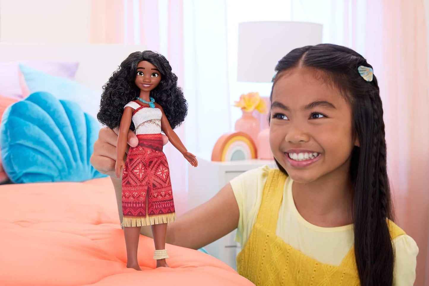 Boneca Fashion Disney Moana 2 com Visual Característico | Boneca Articulada com Roupa Removível e Acessórios de Colar e Tornozeleira, Inspirada no Filme Disney Moana 2, JBT33